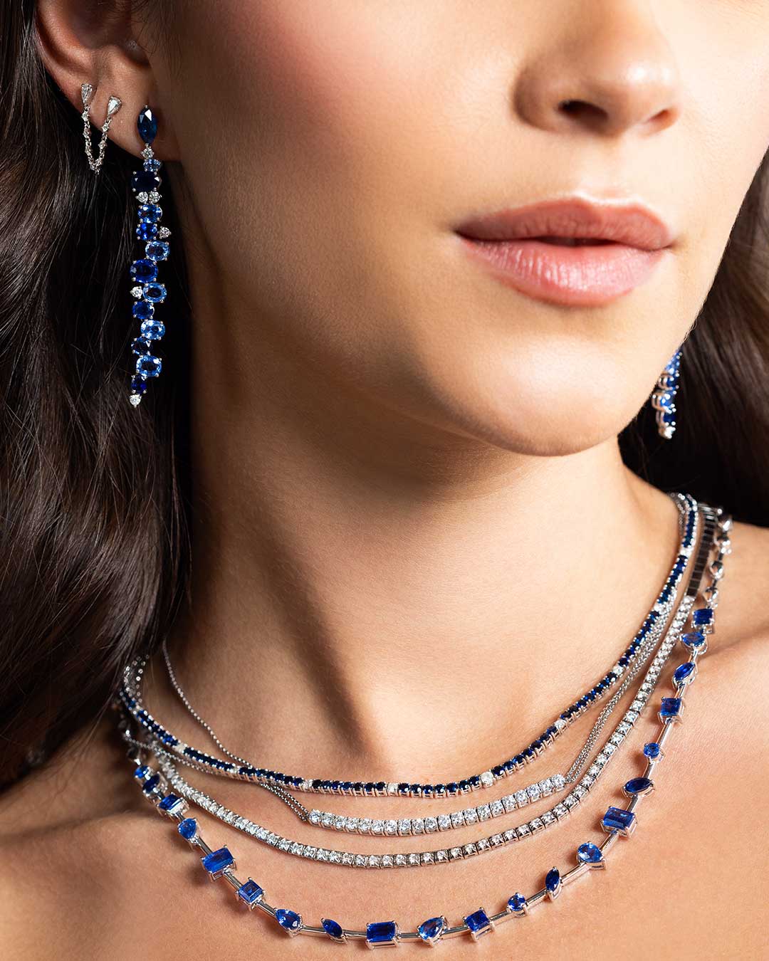 D1.45CT 14KW HARD TENNIS NECKLACE - C'SANTOS