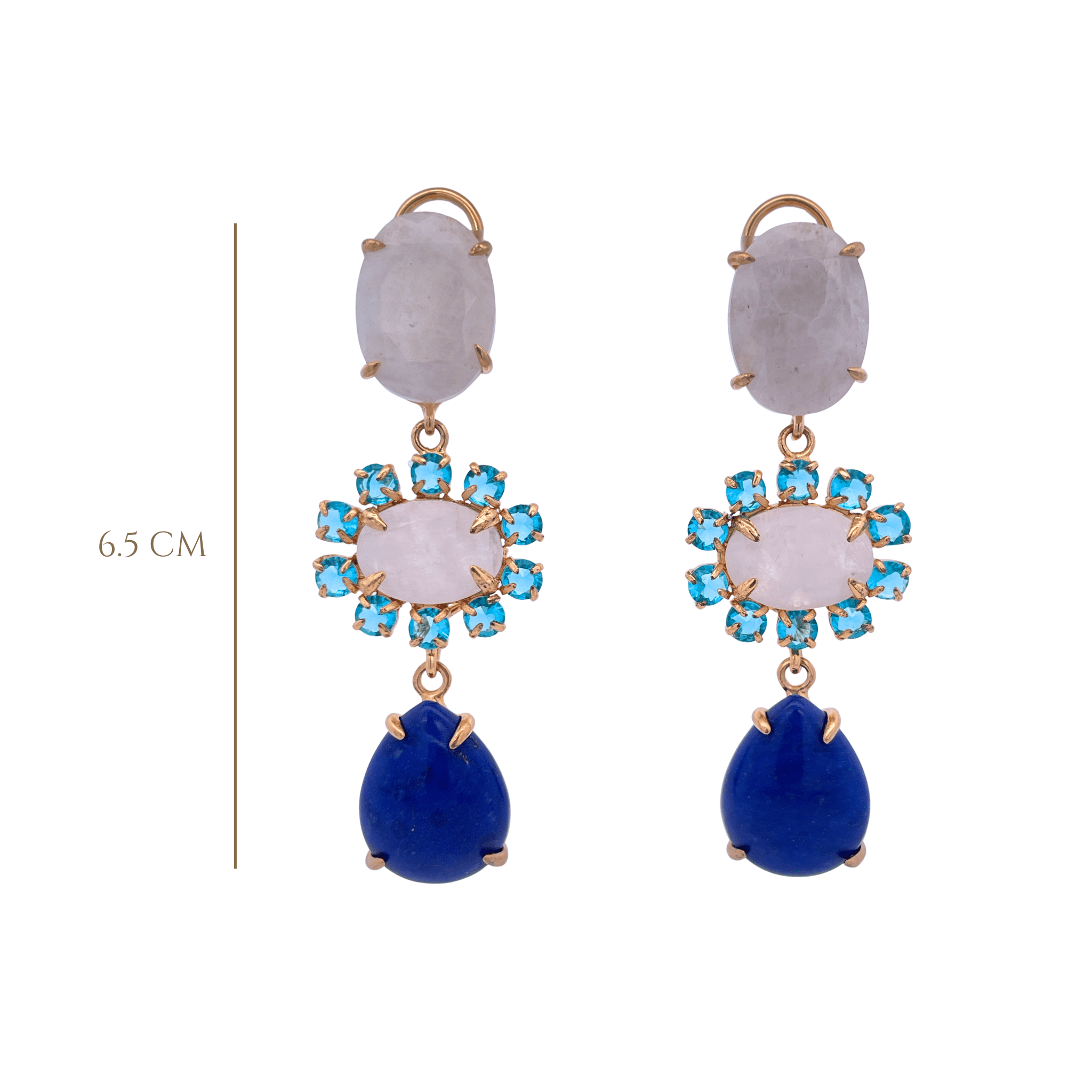 EARINGS MOONSTONE LAPIS SWISSS BLUE - C'SANTOS