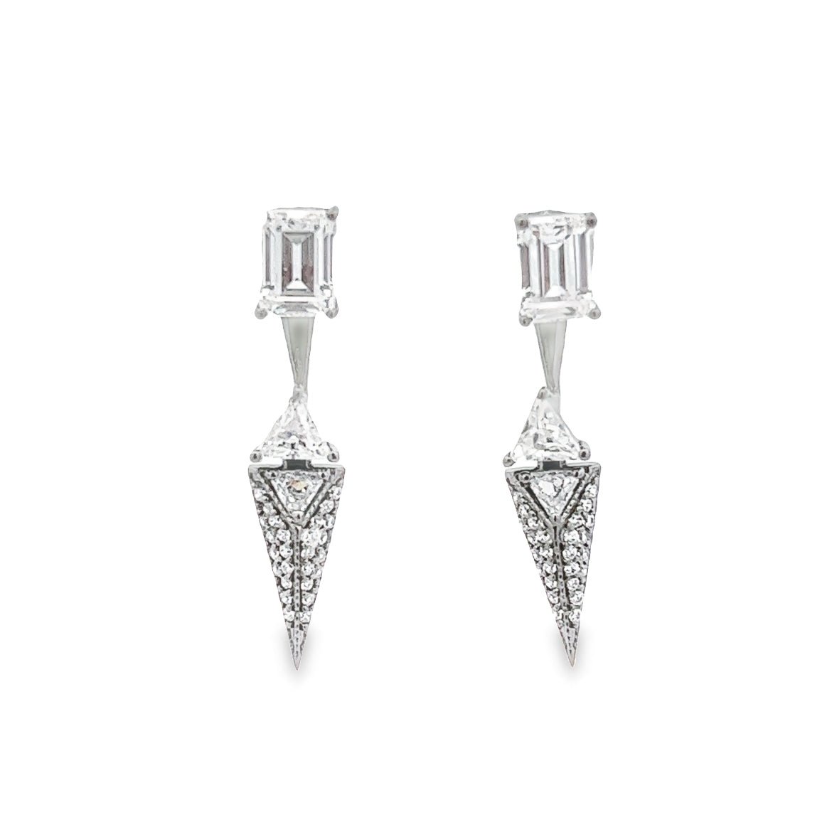 EARRING SILVER CENTER WHITE CZ BP - C'SANTOS
