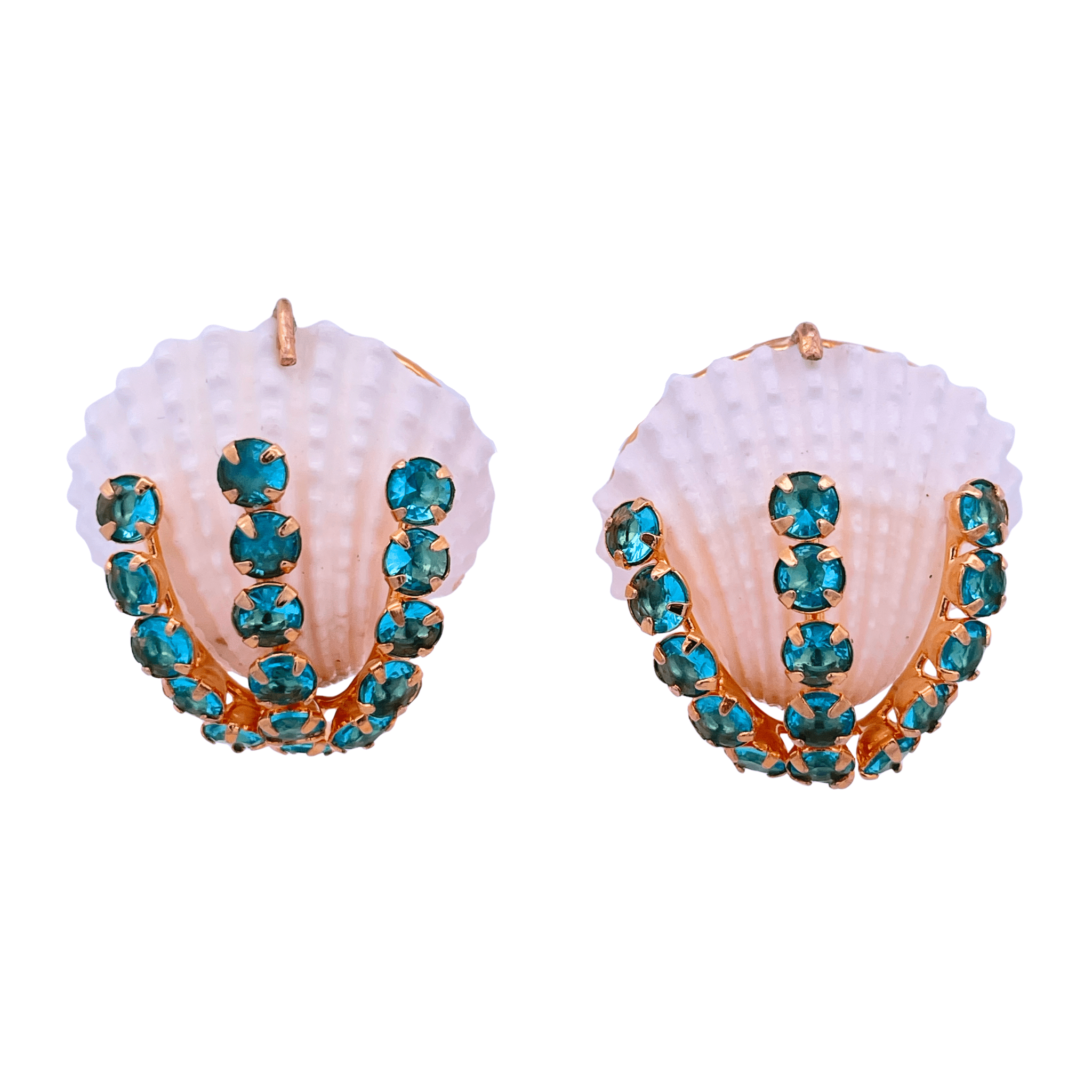 EARRING WITH WHITE SHELL AND BLUE QUARTZ - C'SANTOS