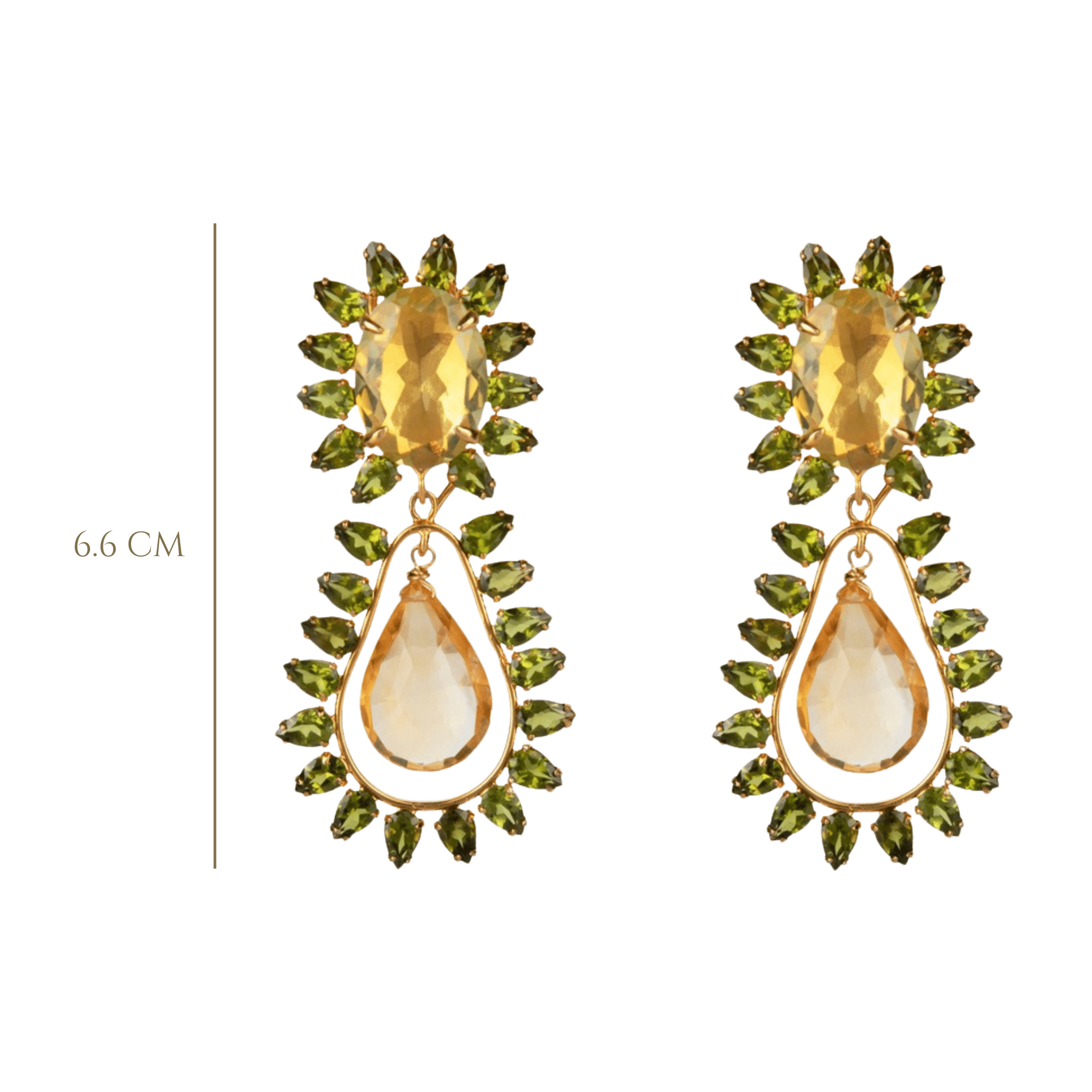 EARRINGS PERIDOT LEMON QUARTZ AND CITRINE - C'SANTOS