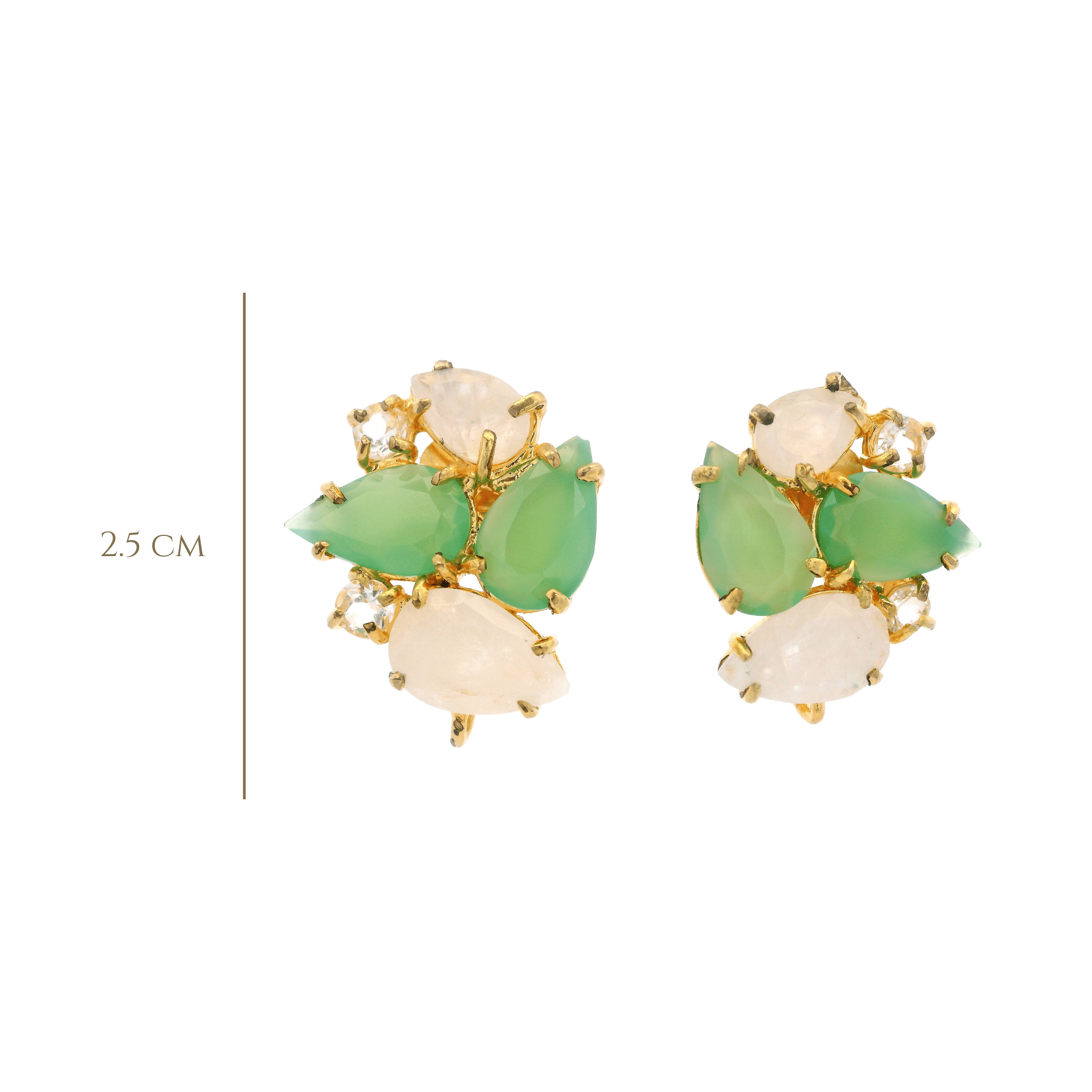EARRINGS WITH MOONSTONE AND CHRYSOPRASE - C'SANTOS