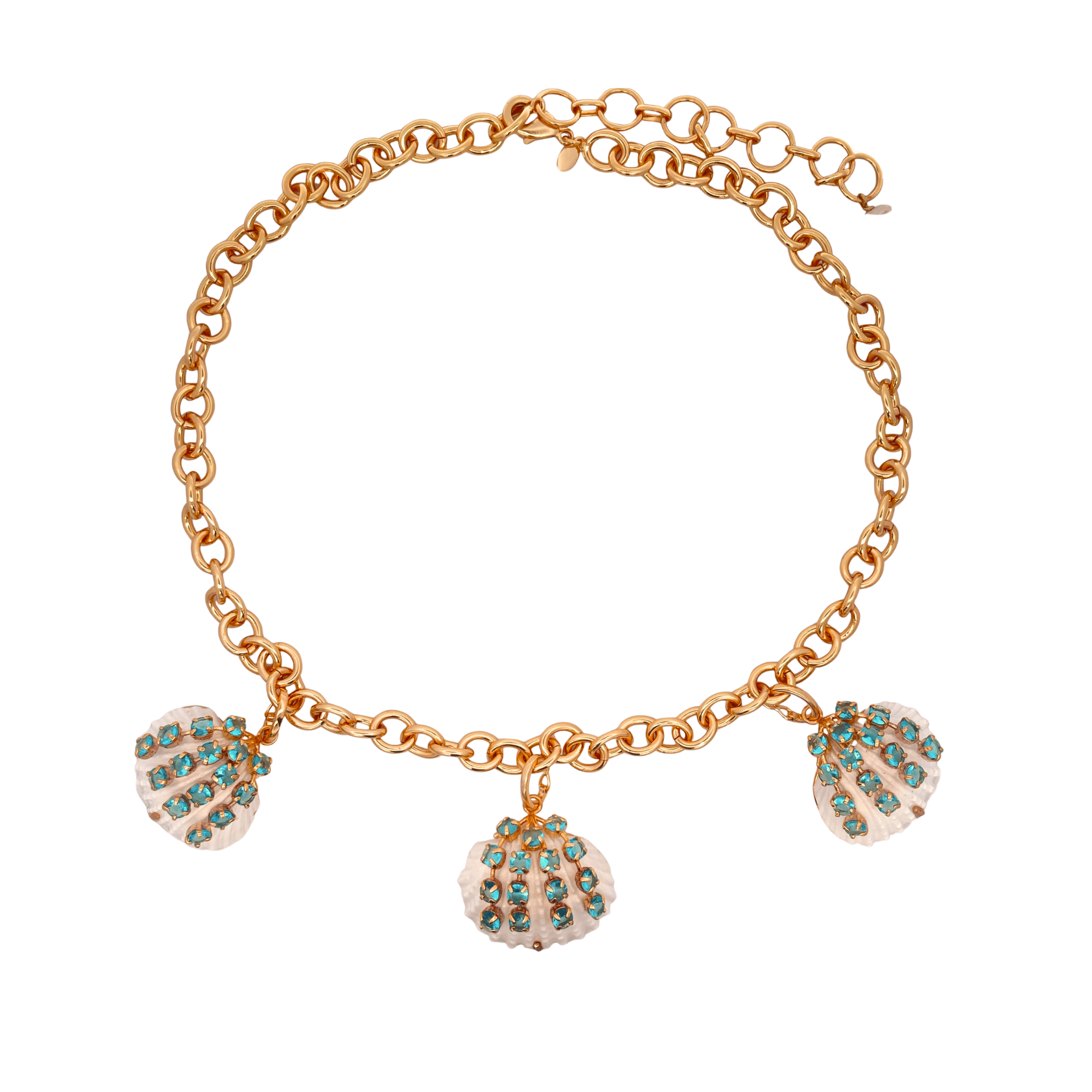 NECKLACE BLUE QUARTZ AND WHITE SHELL - C'SANTOS