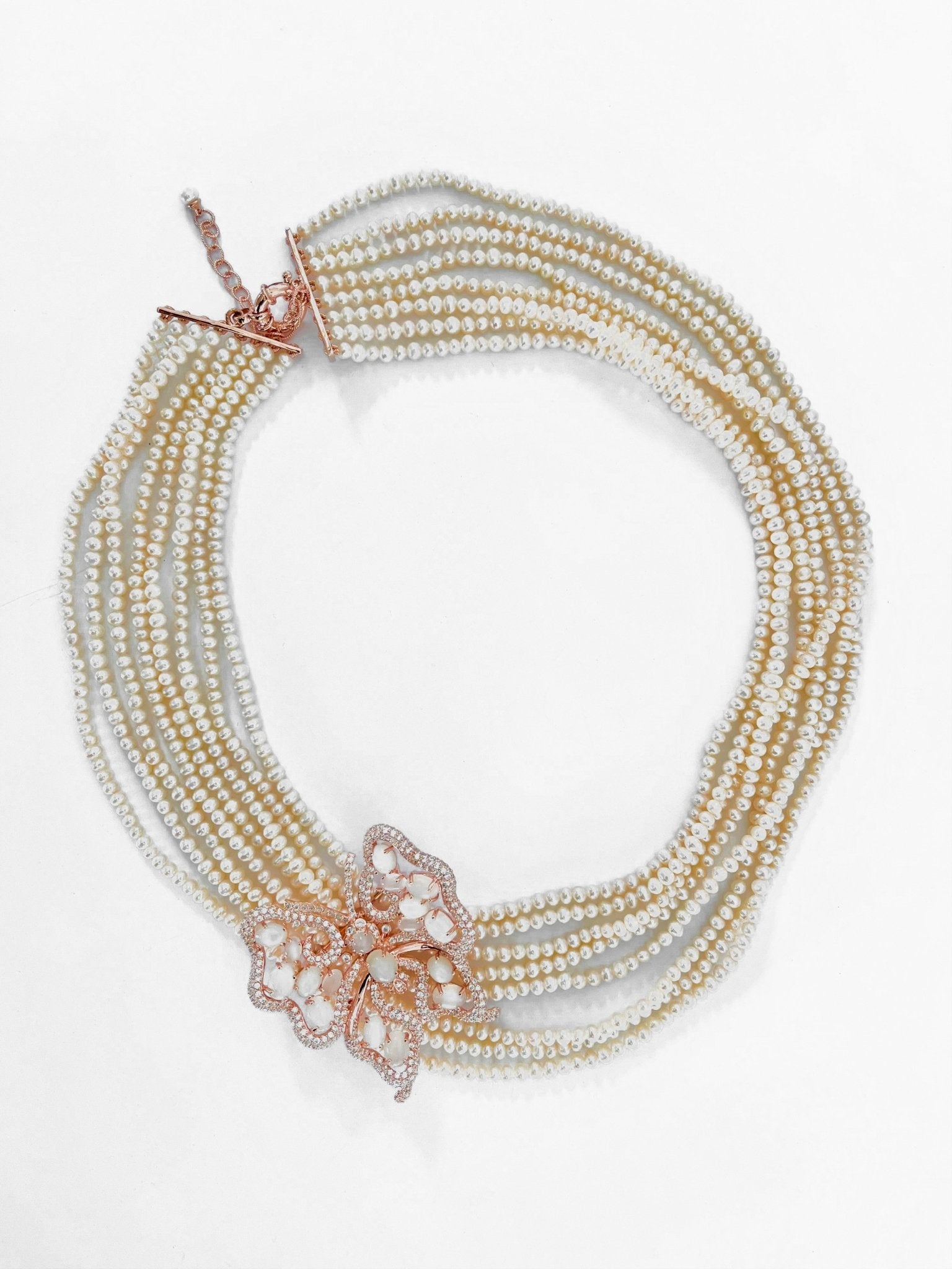 NECKLACE SILVER CENTER MOON STONE WHITE CZ - C'SANTOS