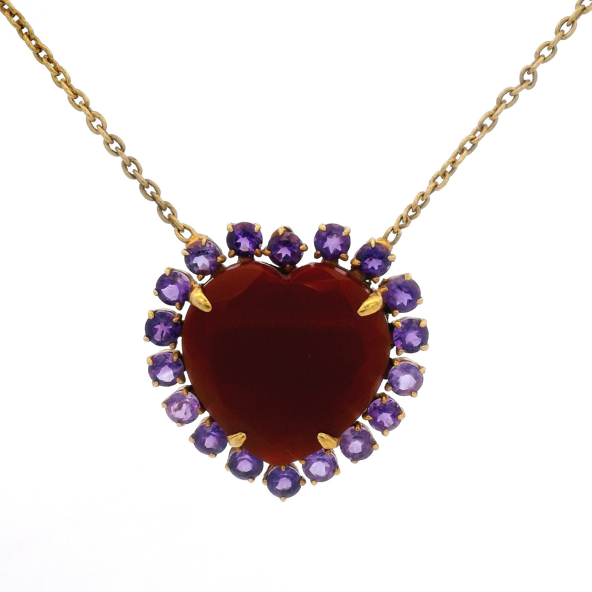 PENDANT 18 MM HEART SHAPE SURROUNDED WITH 3MM STONES MULTI COLOR OPTIONS - C'SANTOS