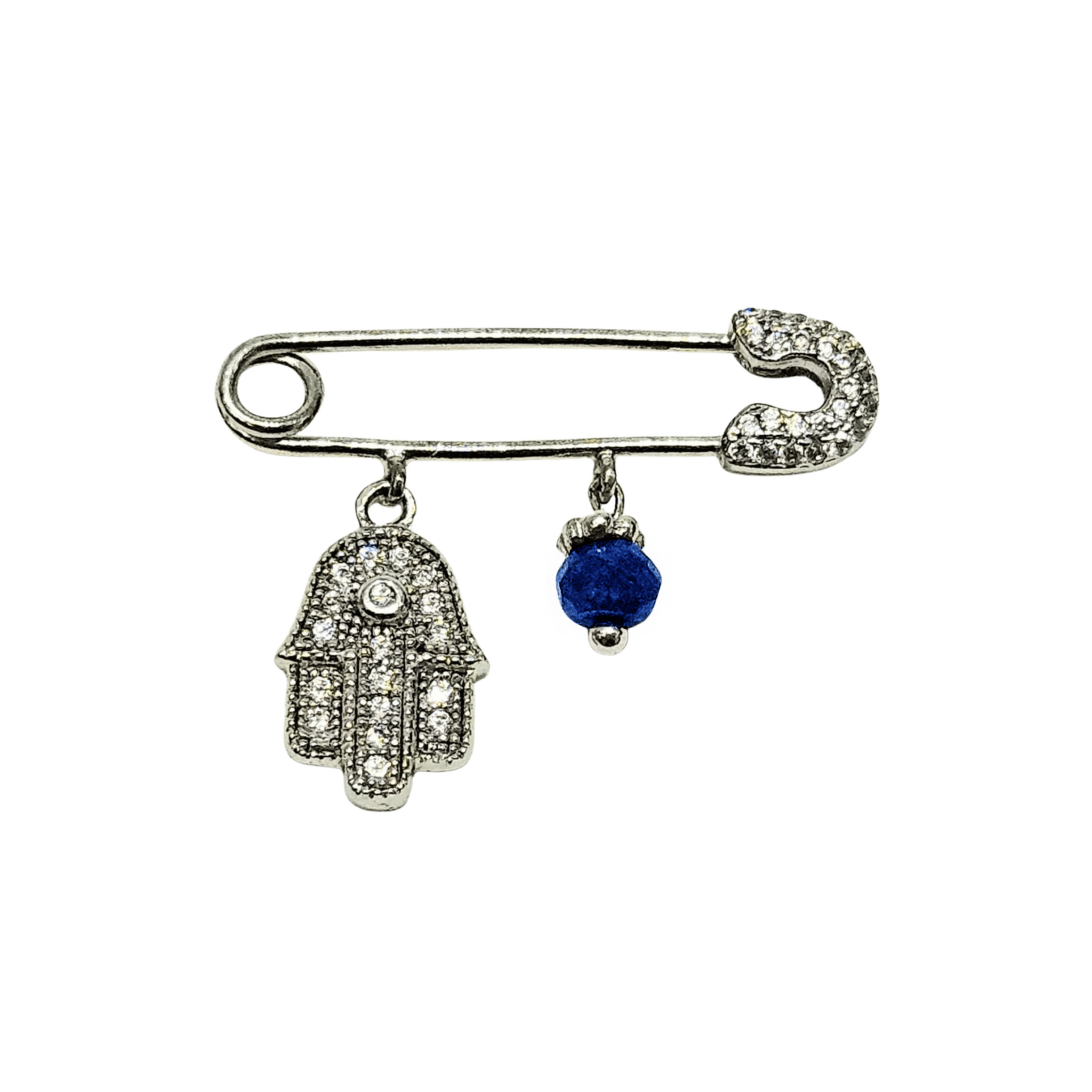 PIN DE PLATA 925 Y DIJES DE HAMSA Y LAPIZLASULI - C'SANTOS