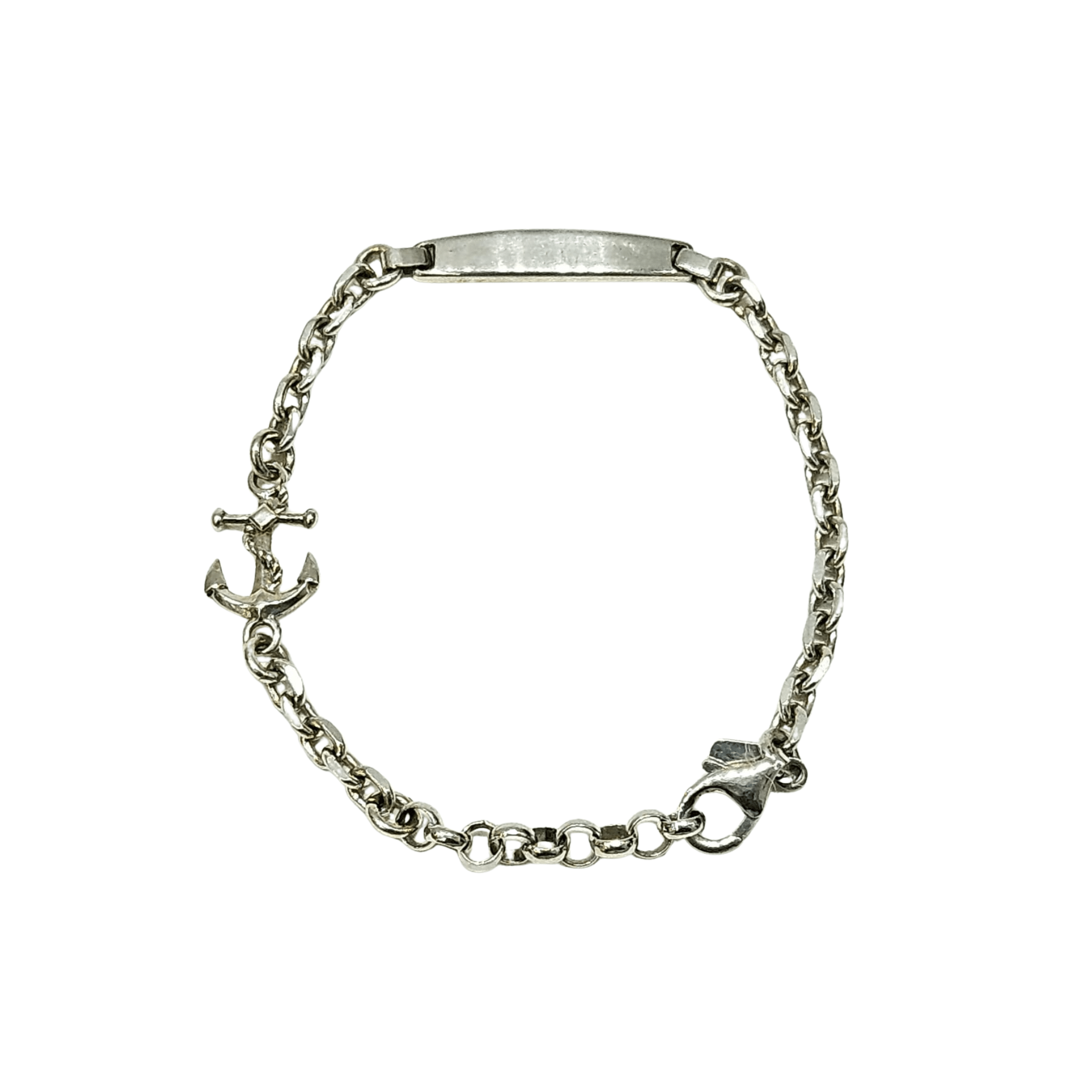 PULSERA DE PLATA 925 CON PLACA Y DIJE DE ANCLA - C'SANTOS