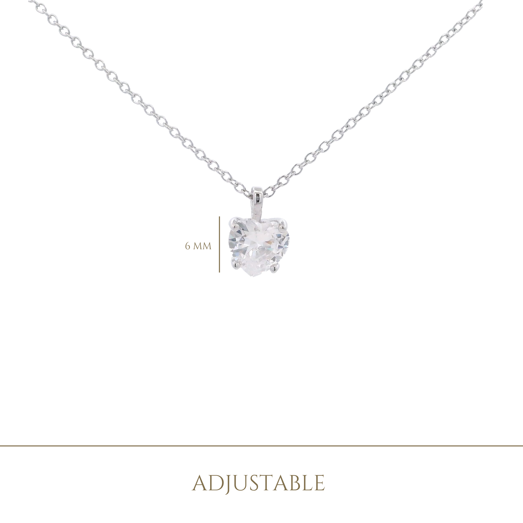 925SS SOLITARY HEART WHITE CZ NECKLACE