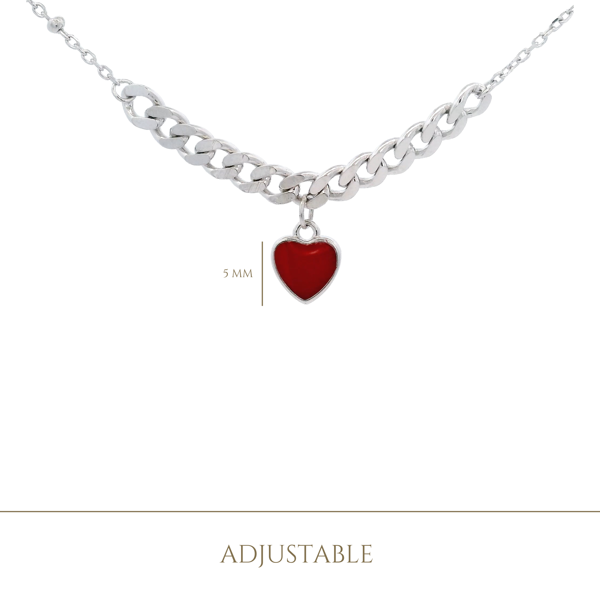 925SS SOLITARY HEART ENAMEL RED NECKLACE