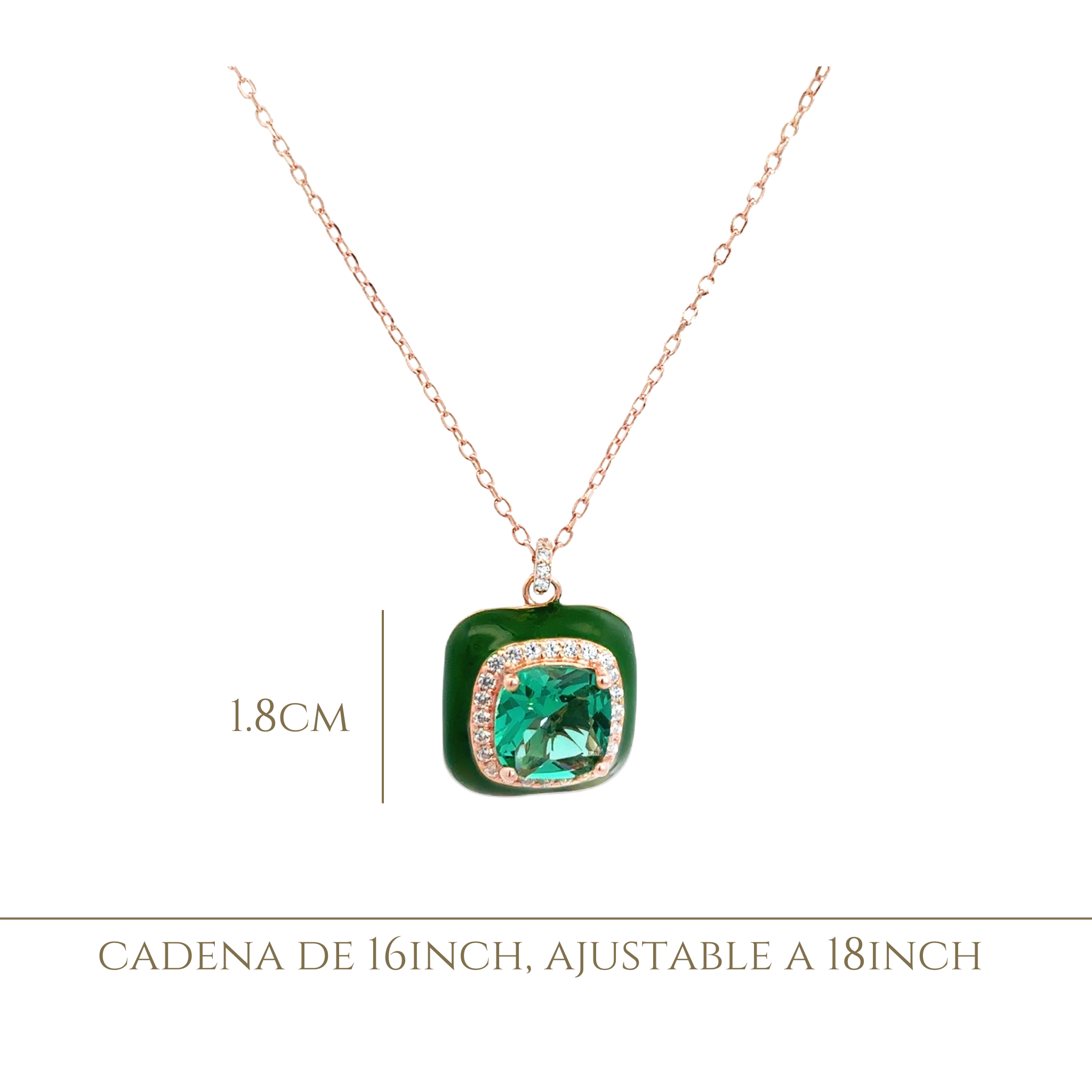 BIG SQUARE NECKLACE IN 925 ROSE GOLD PLATED