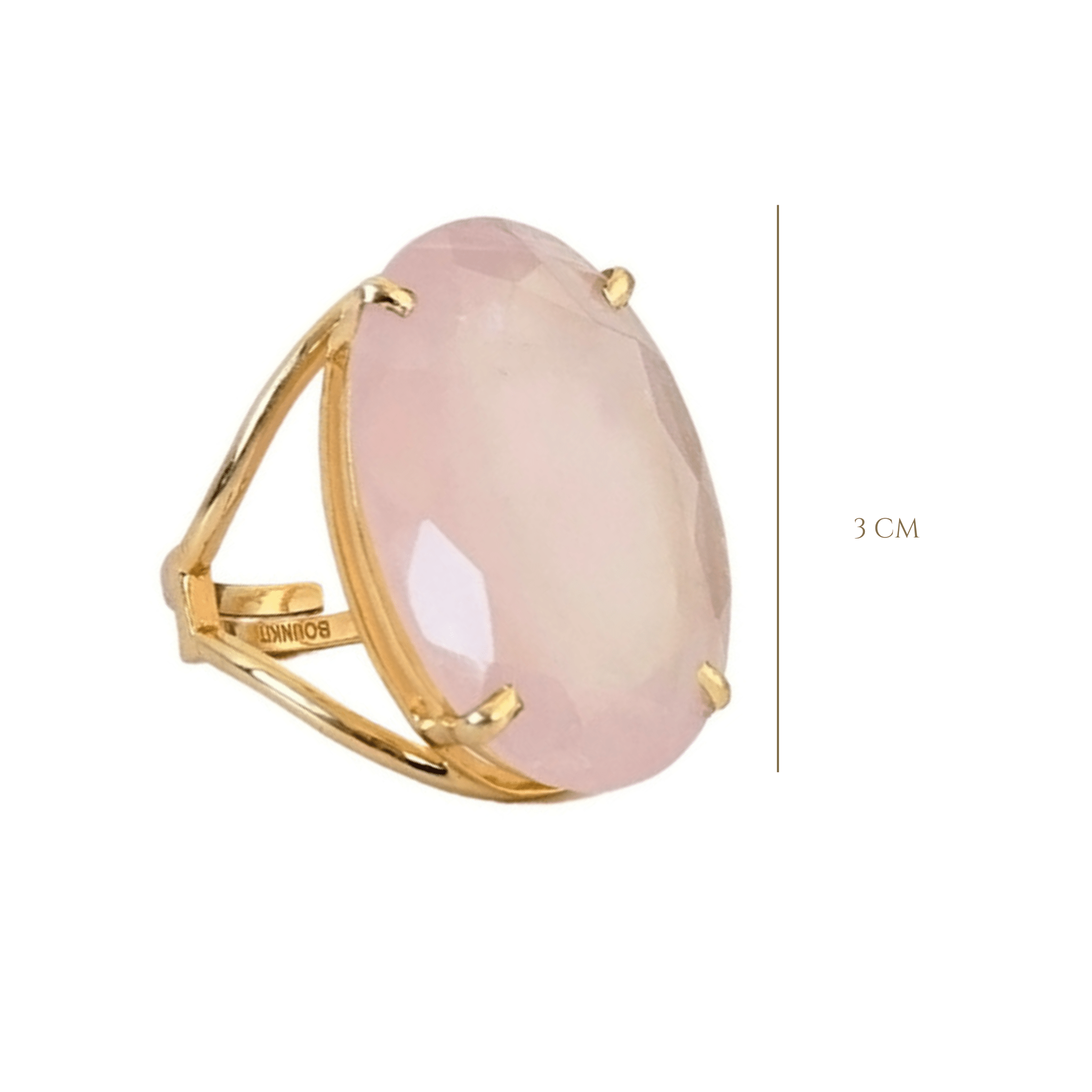 RING VERTICAL SETTING 30X22 OVAL FACETED ROSE QUARTZ - C'SANTOS