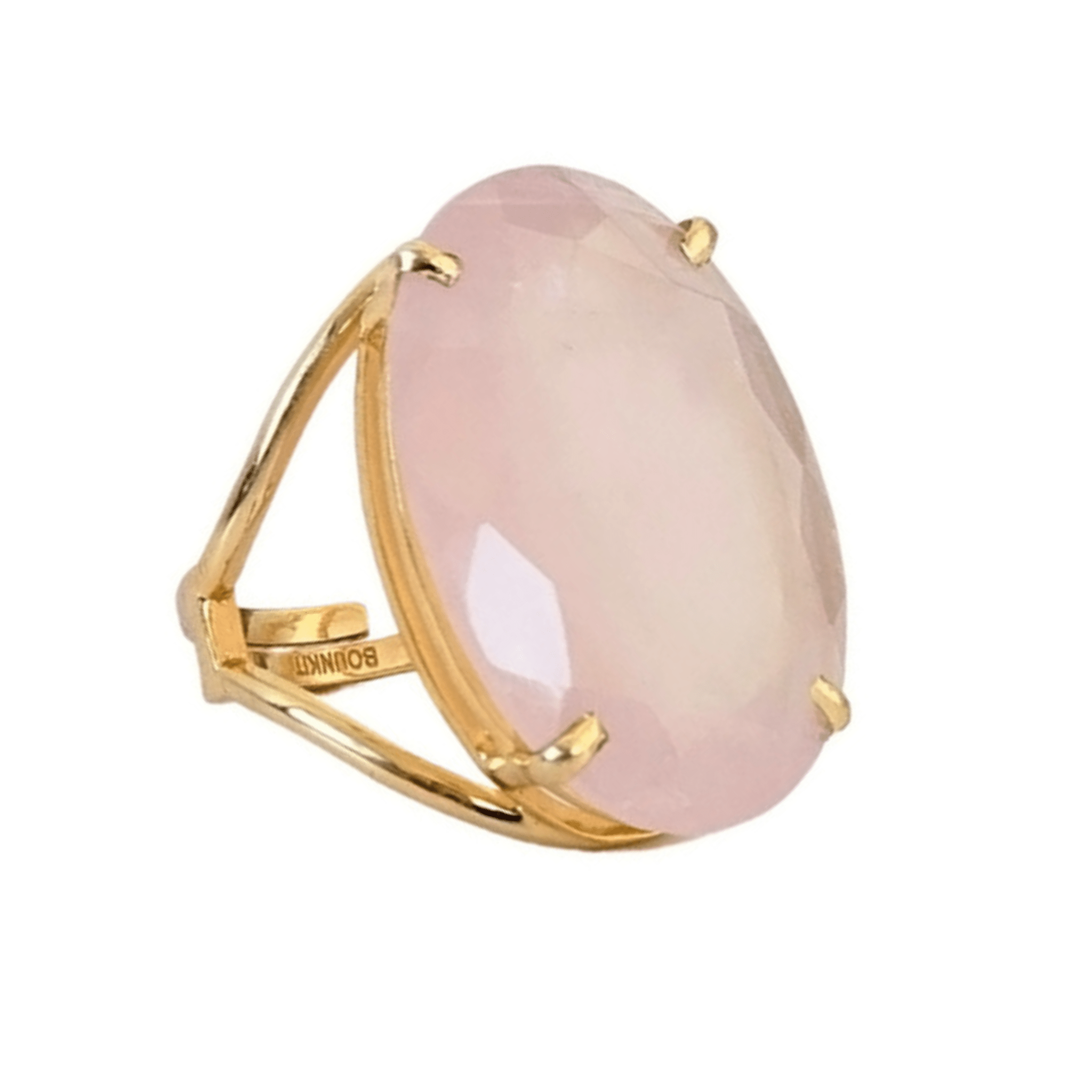 RING VERTICAL SETTING 30X22 OVAL FACETED ROSE QUARTZ - C'SANTOS