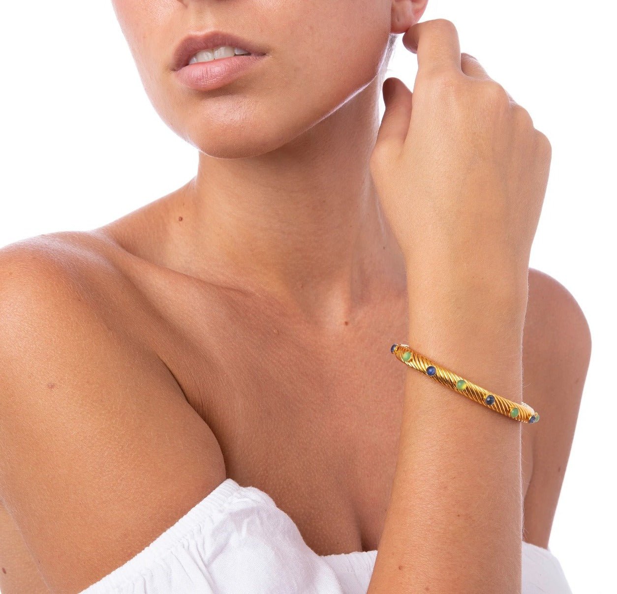 TORSADE BANGLE SET WITH MULTI COLOR STONES - C'SANTOS