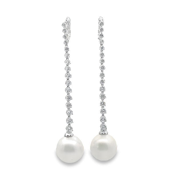 925 SILVER PLATED LONG EARRINGS WITH PEARL AND CRYSTALS