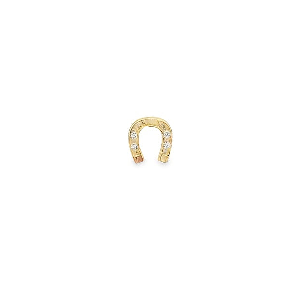 14K GOLD HORSESHOE WITH ROCK CRYSTALS PIERCING