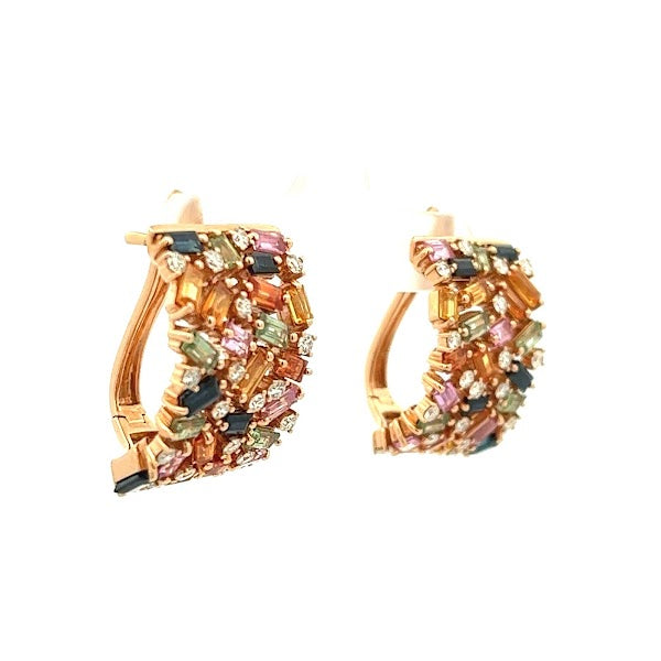 18K ROSE GOLD MULTISAPPHIRE EARRINGS