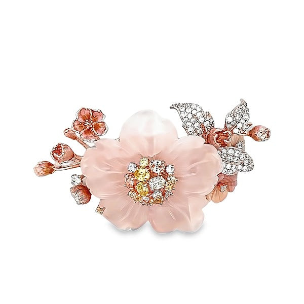 925 ROSE GOLD PLATED CRYSTALS FLOWER PENDANT