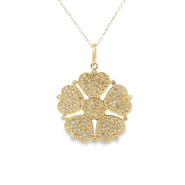 DIJE DE FLOR CON DIAMANTES PAVÉ EN ORO DE 14 K