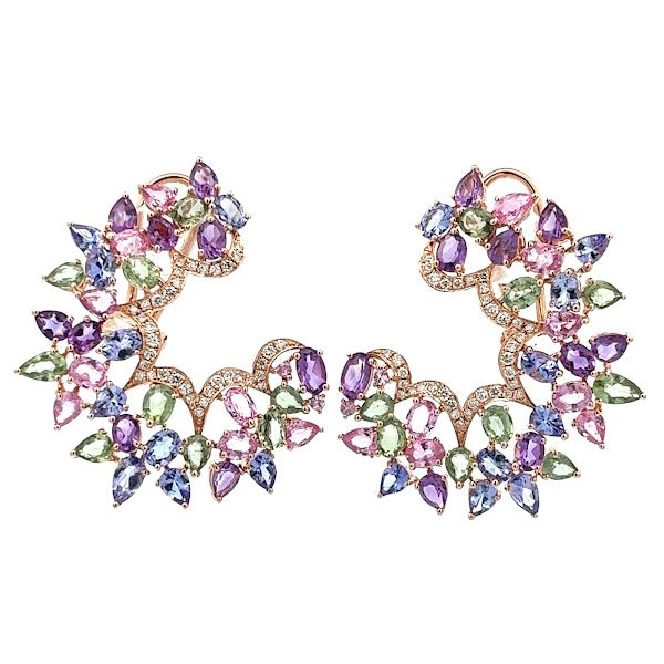 18K ROSE GOLD EARRINGS AMETHYS PINK WITH SAPPHIRES