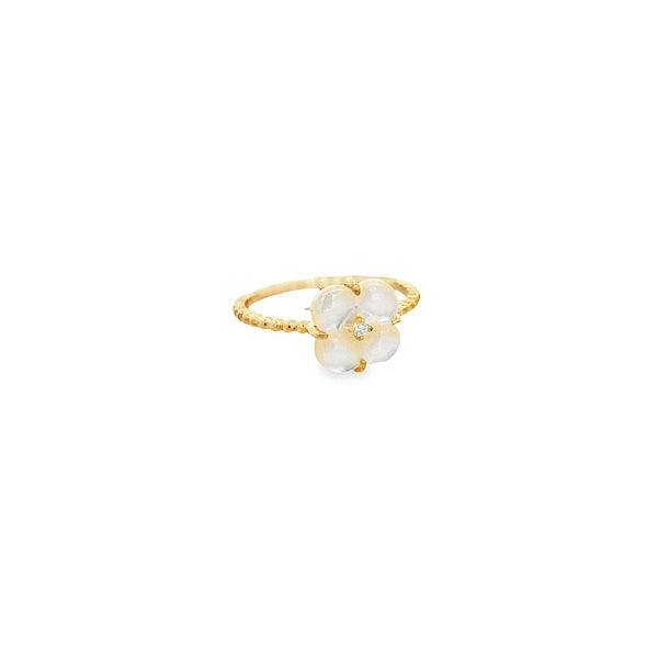 18K GOLD SMALL MOTHER OF PEARL FLOWER RING