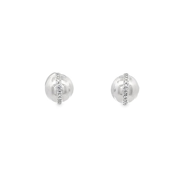 D0.08CT 14KW DOME BAR EARRING