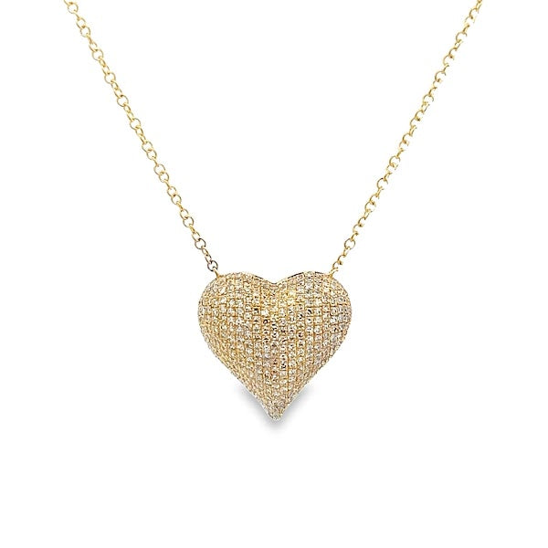 D0.71CT 14KY CHUNKY HEART PAVE NECKLACE