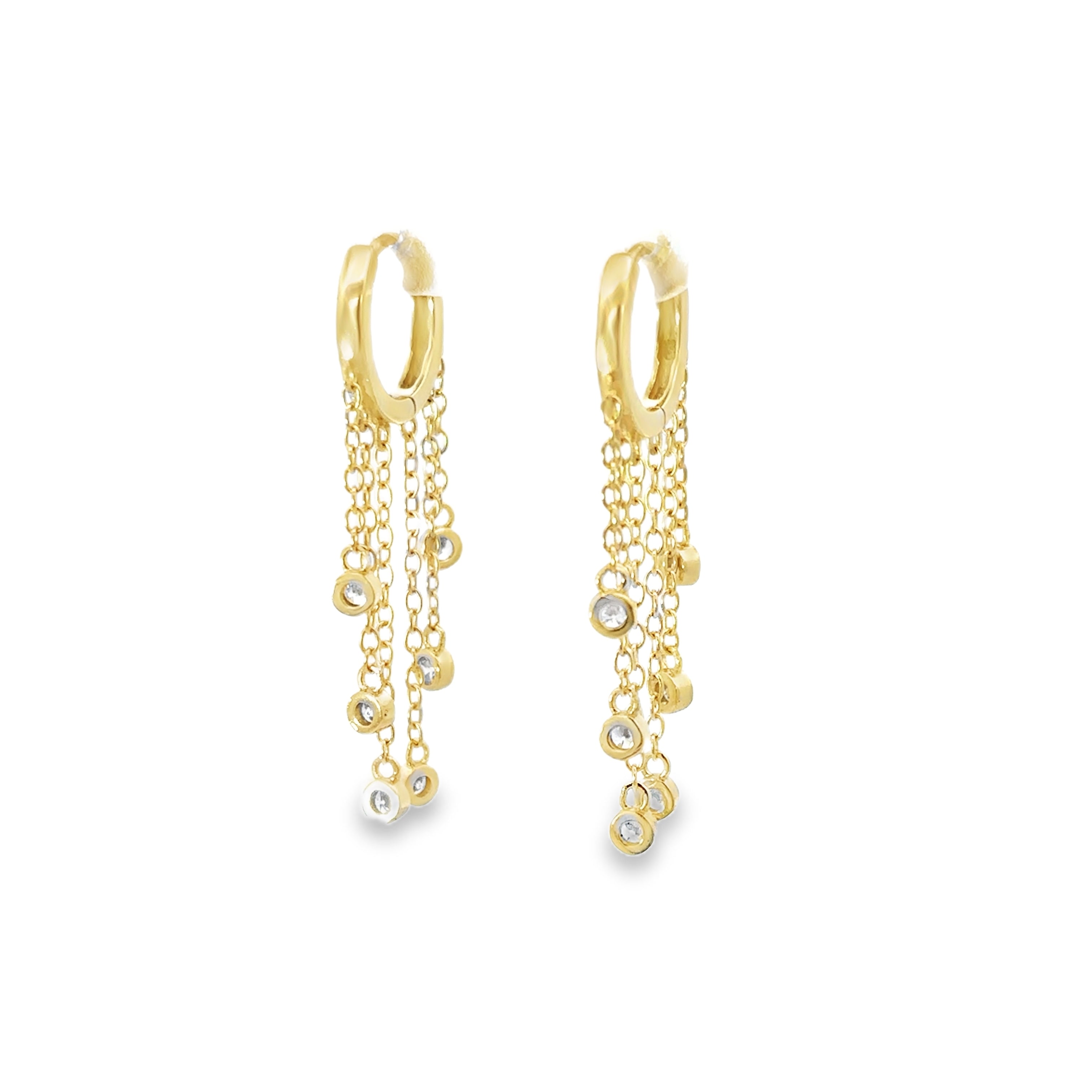 HUGGIES WITH CASCADE CHAIN IN 925 GOLD PLATED
