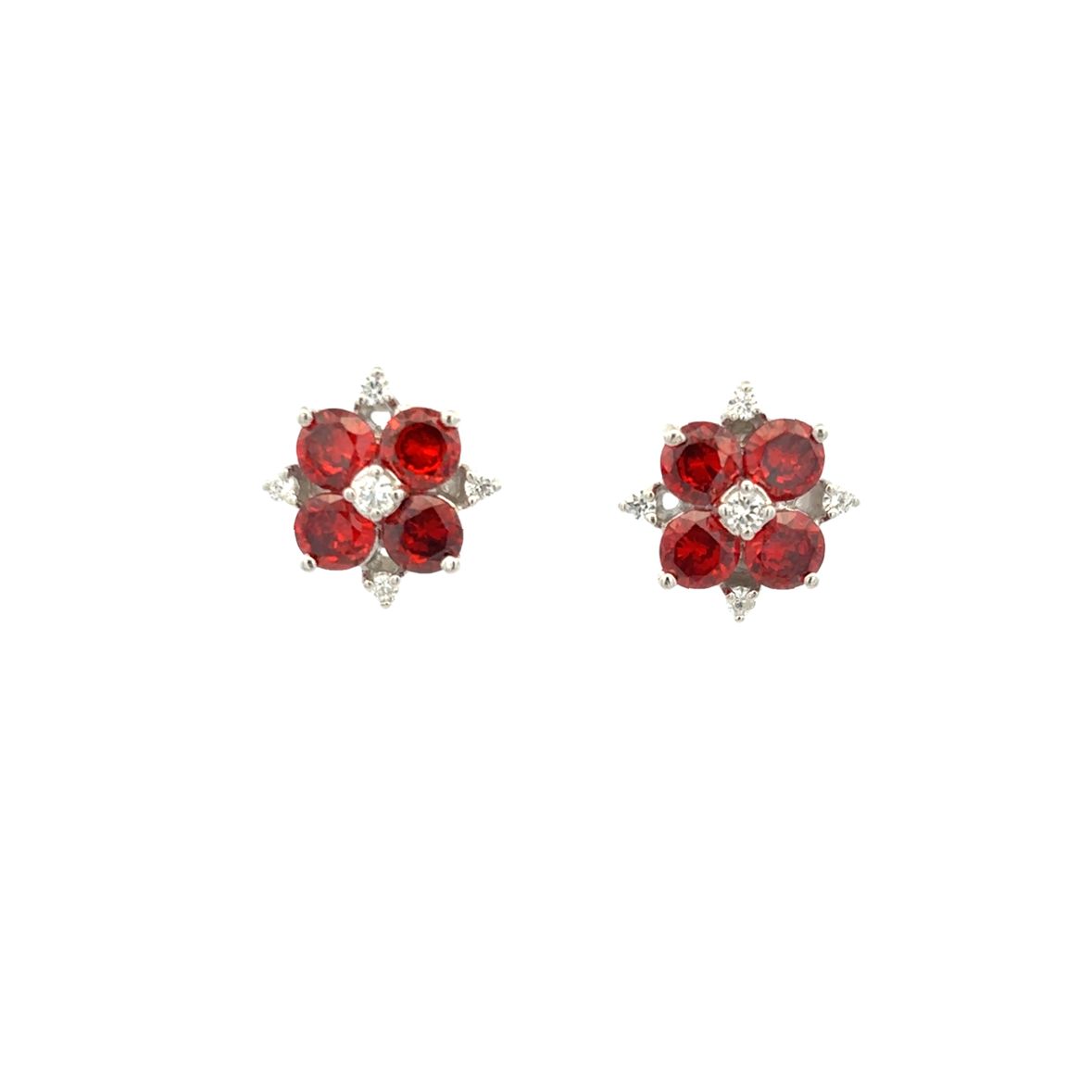 925SS 4 PETALS FLOWER RED SET