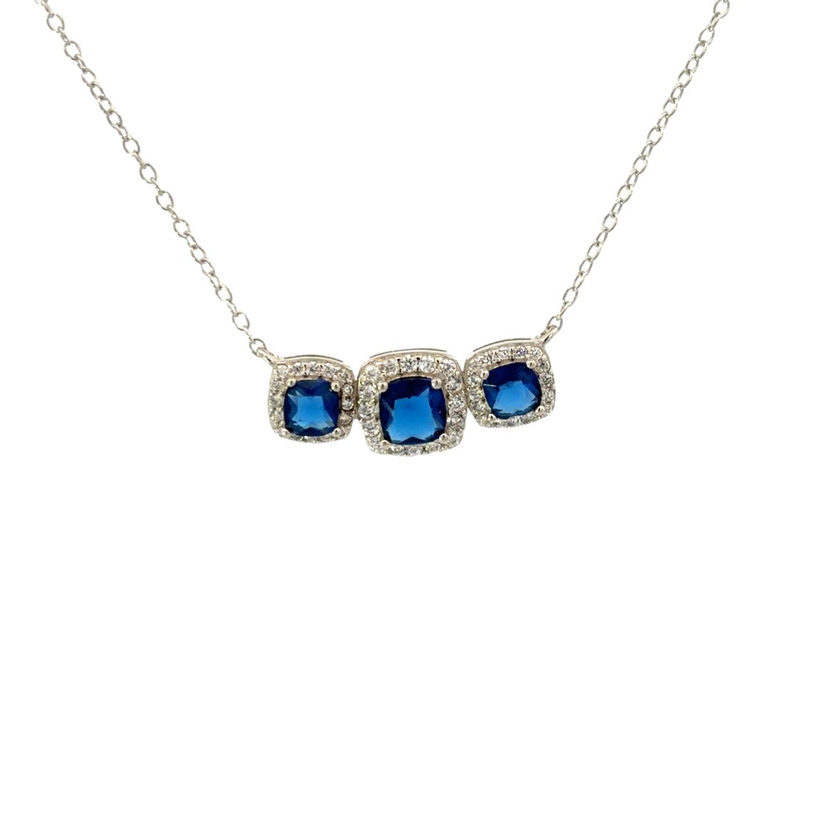 925SS TRIO SQUARE CZ BLUE SET