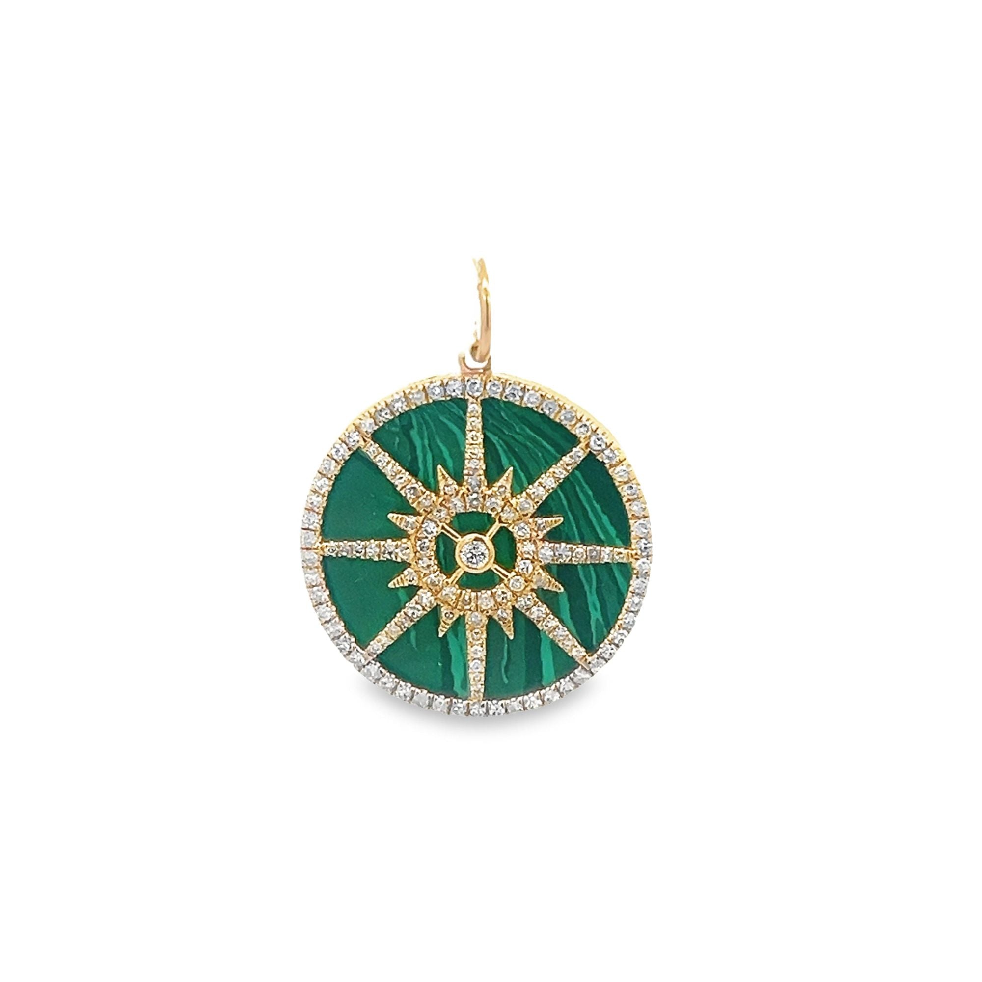 D0.49CT 14KY MALAQUITA COMPASS STAR COIN PENDANT MAL7.87CT