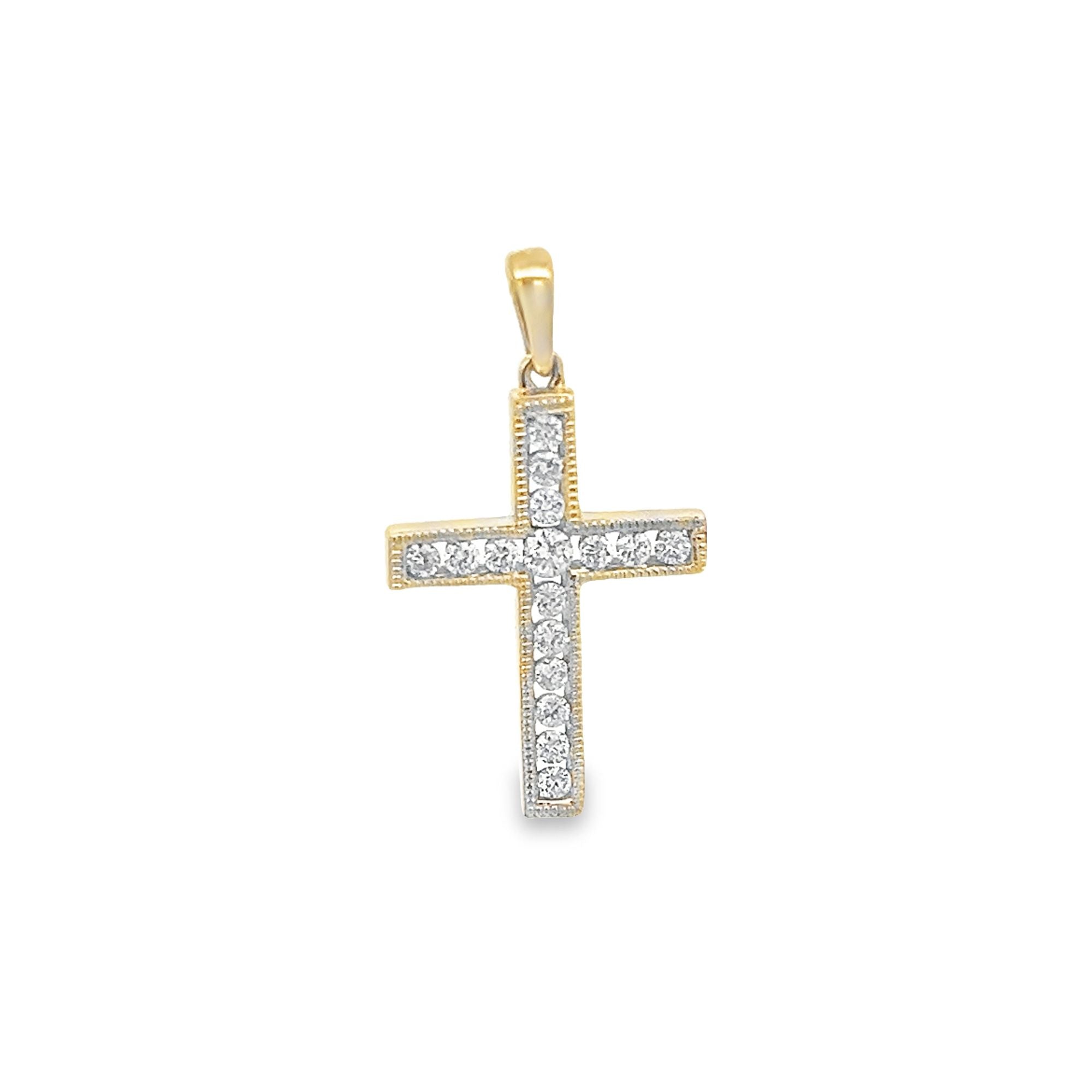 D0.27CT 14KY SMALL CROSS PENDANT