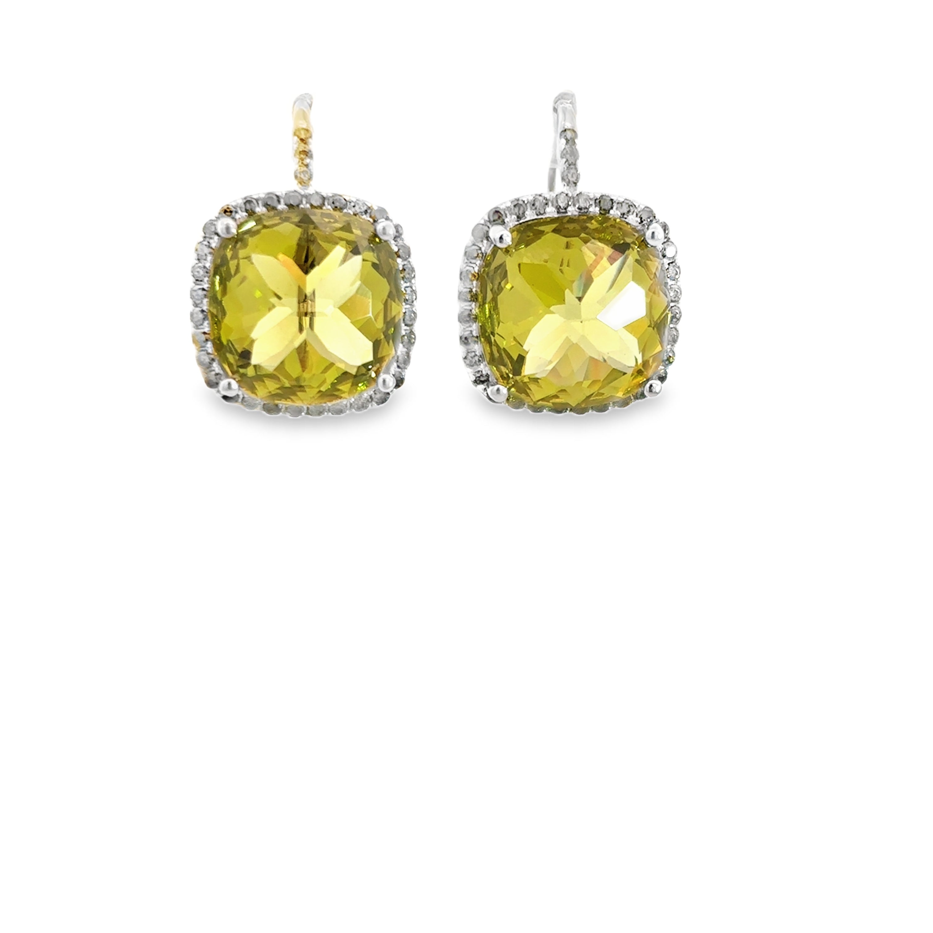 925SS CUSHION GREEN CZ EARRINGS