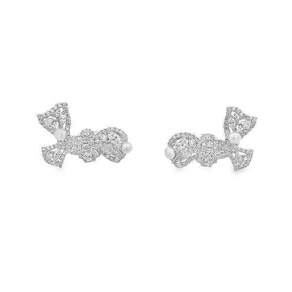 925 SILVER PLATED BAR WITH PEARL EARRINGS