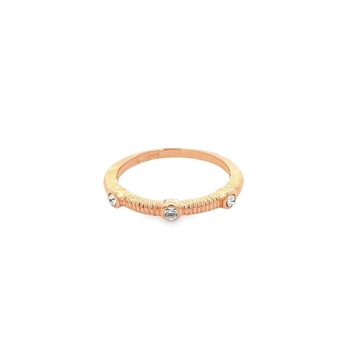 SILVER 925 RHODIUM ROSE GOLD CZ STACKABLE RING T.6