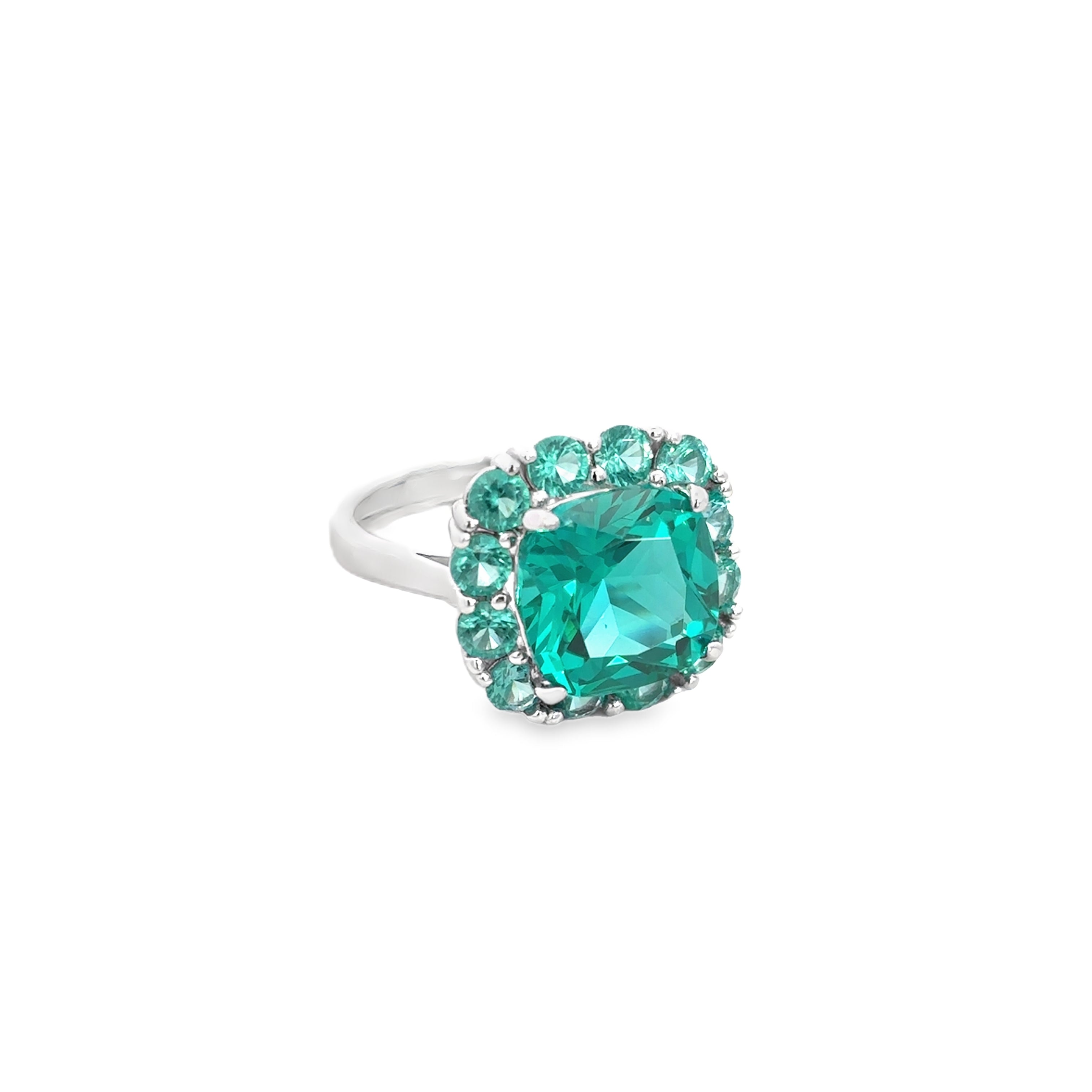 925SS SQUARE SKY BLUE HALO CZ RING