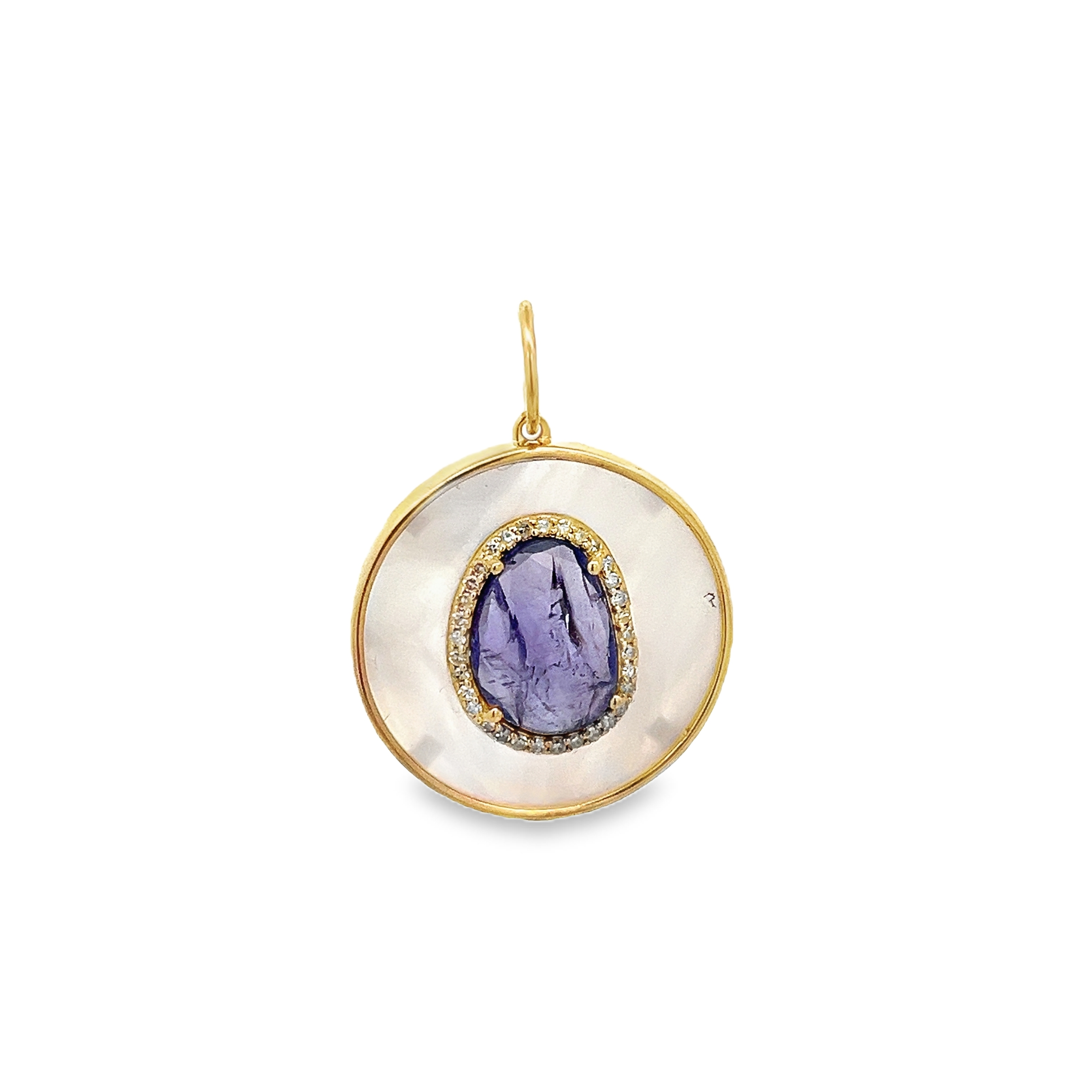 D0.15CT 14KY COIN BEZEL CENTER STONE CHARM TOU2.61CT
