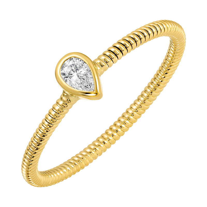 D0.10CT 14KY DROP SOLITARY TEXTURE RING T6.5