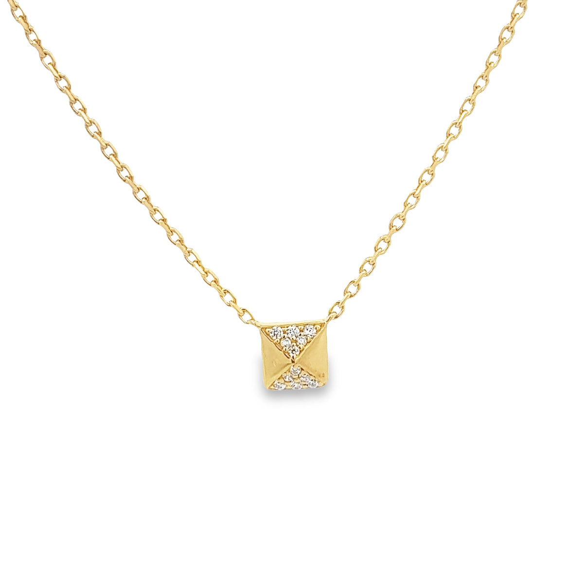 NECKLACE SILVER CENTER WHITE CZ GP