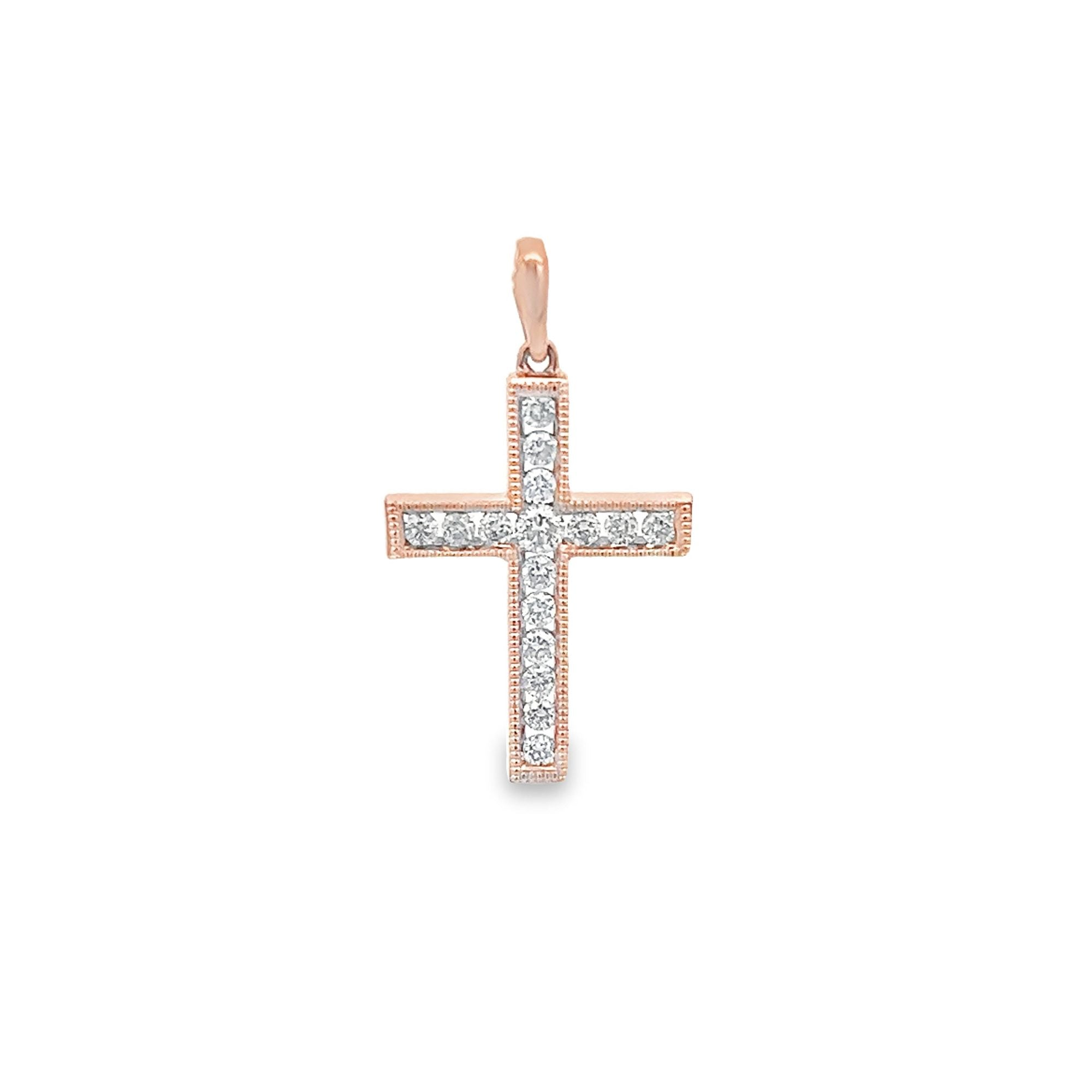D0.28CT 14KR SMALL CROSS PENDANT