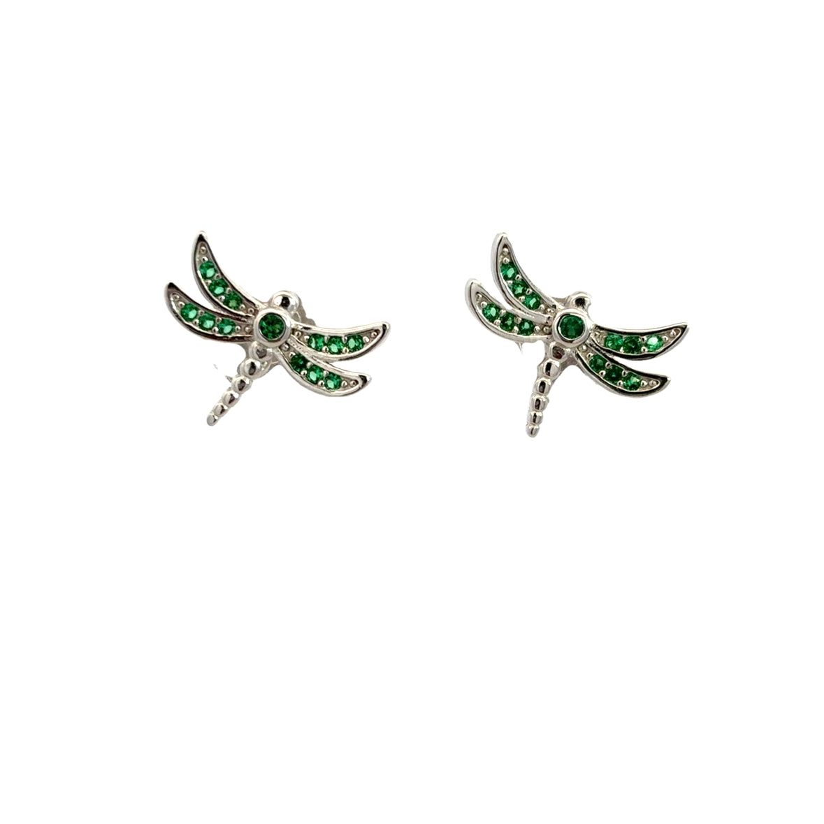 925SS DRAGONFLY GREEN CZ EARRINGS