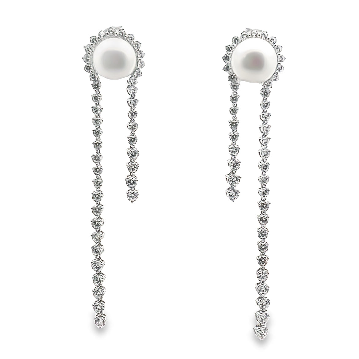 EARRING SILVER CENTER FRESH WATER PEARL WHITE WHITE CZ