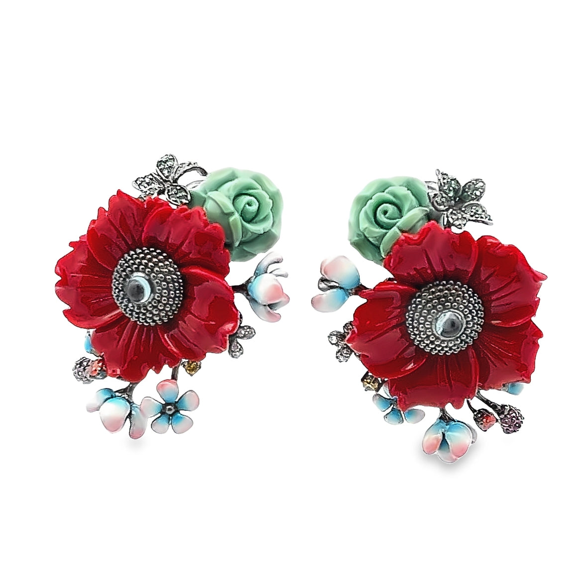 FG EARRING SILVER CENTER CZ MIX