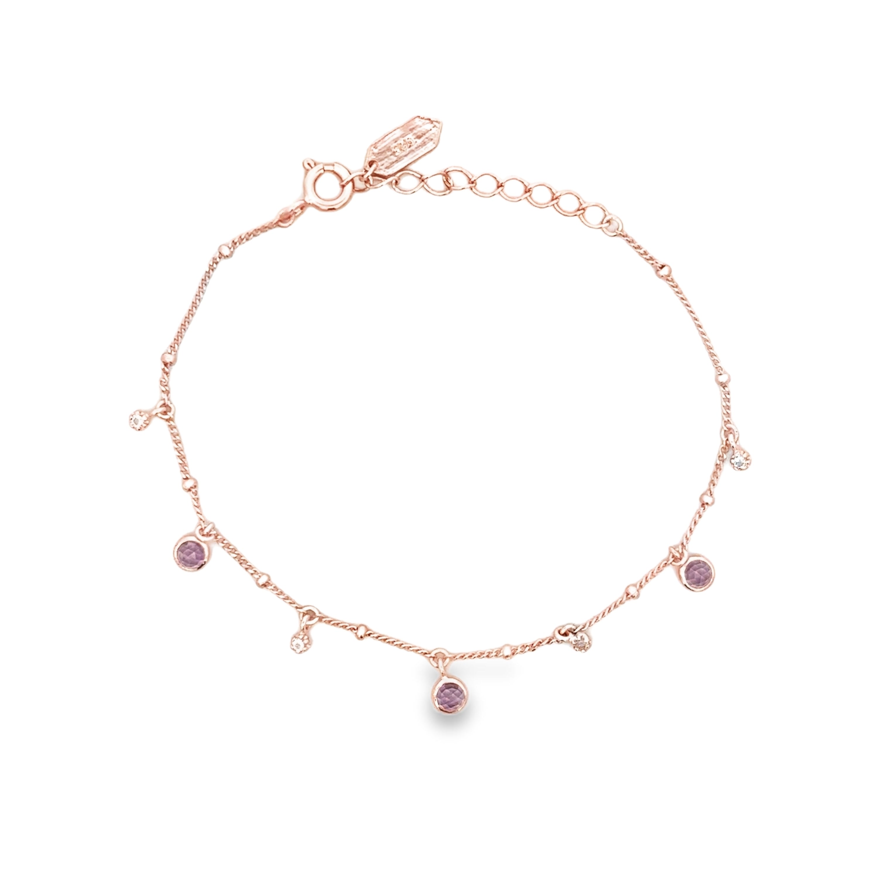 925RG STATION BEZEL AMETHYST AND TOPAZ WHITE BRACELET