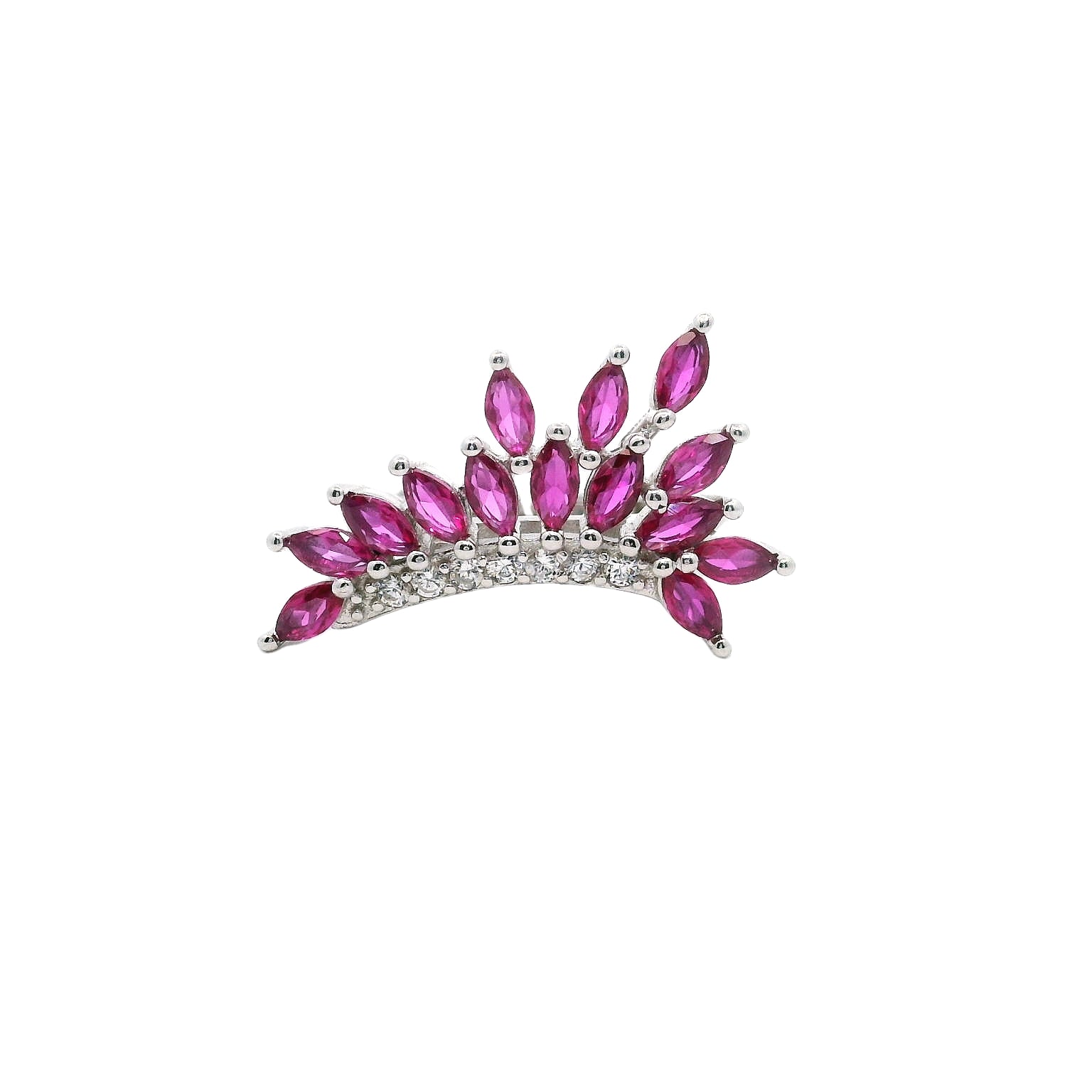 925SS WINGS PINKISH RED CZ ADJUSTABLE RING