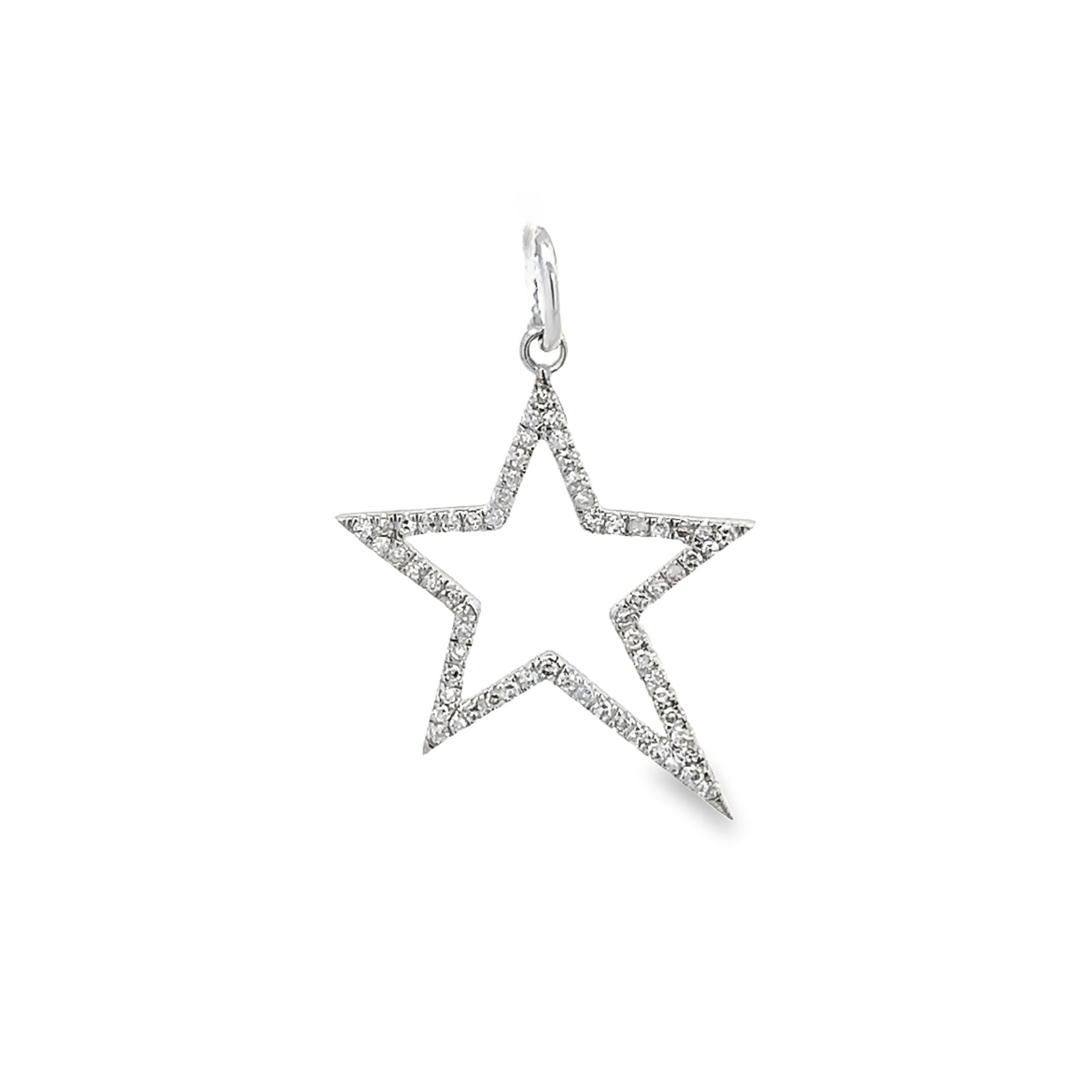 D0.26CT 14KW STAR OUTLINE PAVE PENDANT