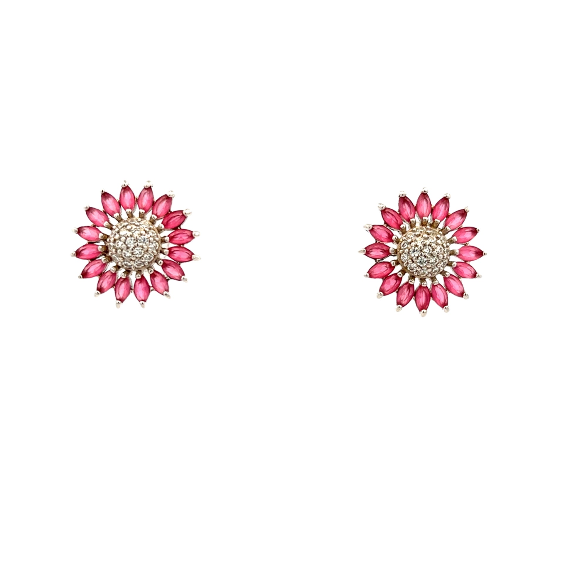 ARETES DE PLATA 925 CON CRISTALES FUCSIA