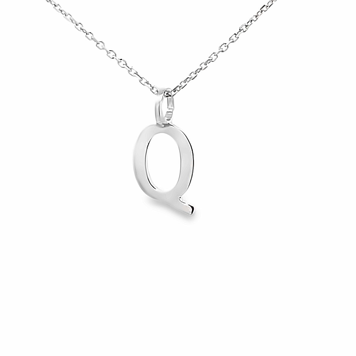 DIJE LETRA Q DE ORO BLANCO DE 14K