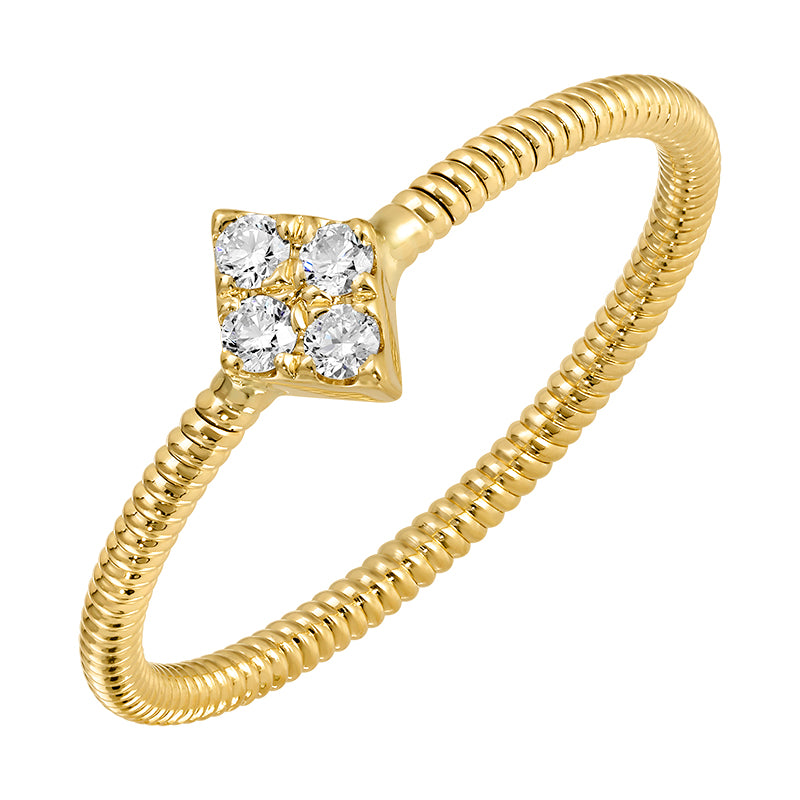 D0.09CT 14KY MINI FLOWER TEXTURE RING T6.5