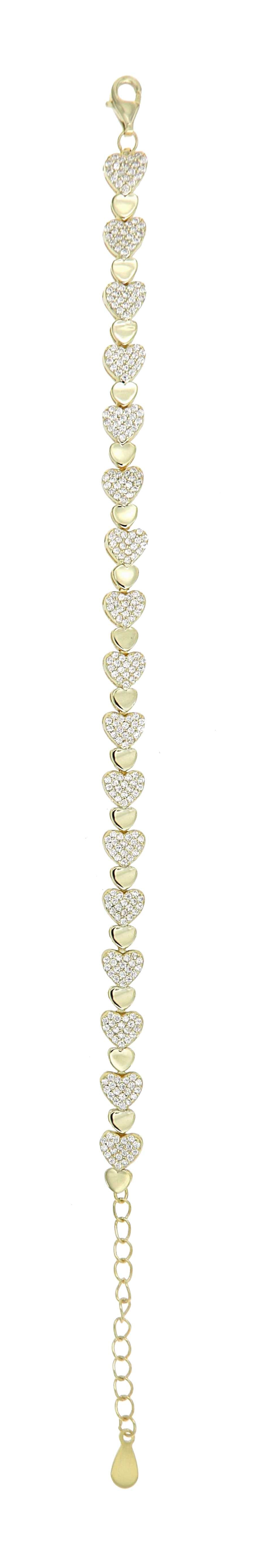 925YG TENNIS HEART PAVE AND MINI HEART BRACELET