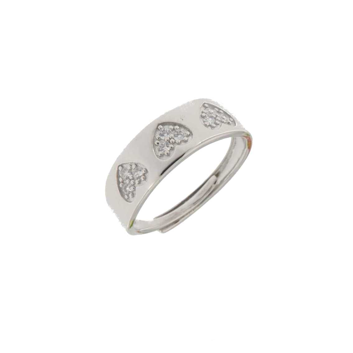 925SL TRIPLE HEART PAVE ADJUSTABLE RING